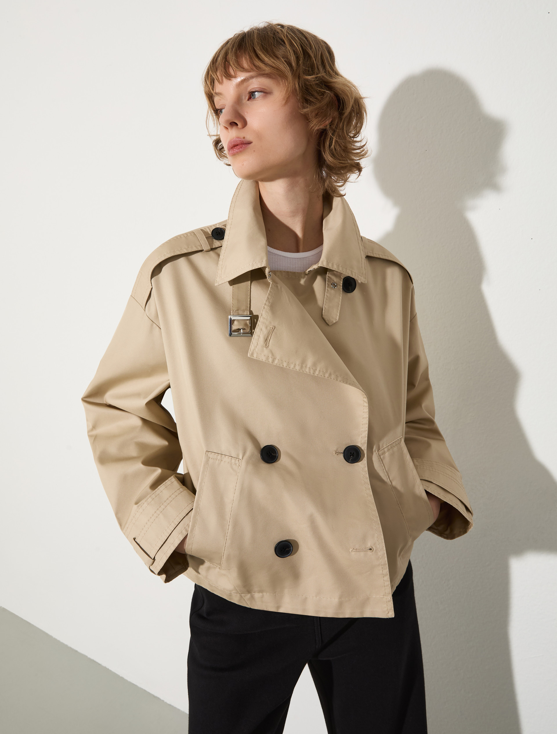 Cropped gabardine trench coat, kaki | MAX&Co. Cropped gabardine trench coat - KAKI - MAX&Co.