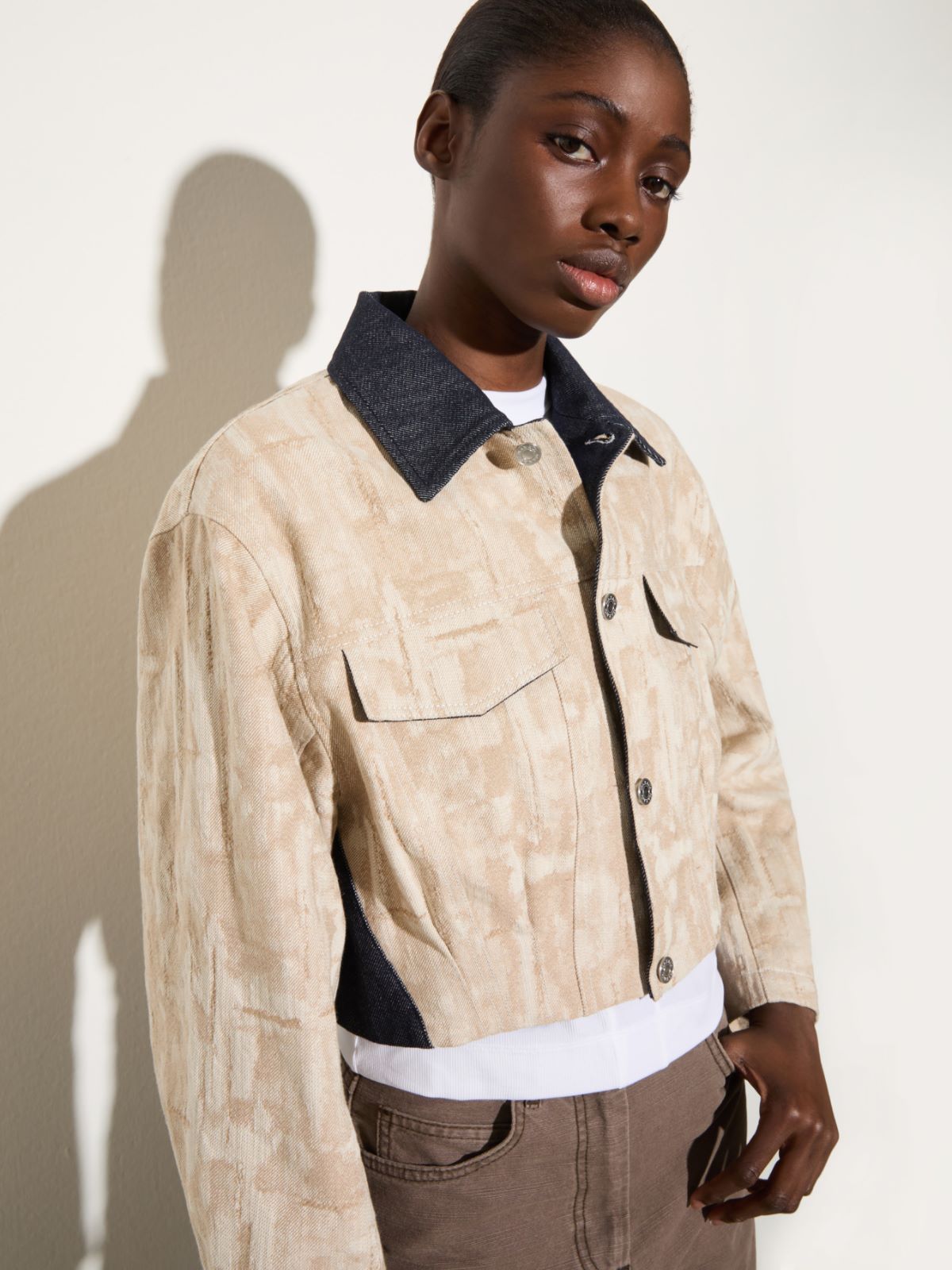 Jacquard fabric jacket, blue jeans | MAX&Co. Jacquard fabric jacket - BLUE JEANS - MAX&Co. - 3