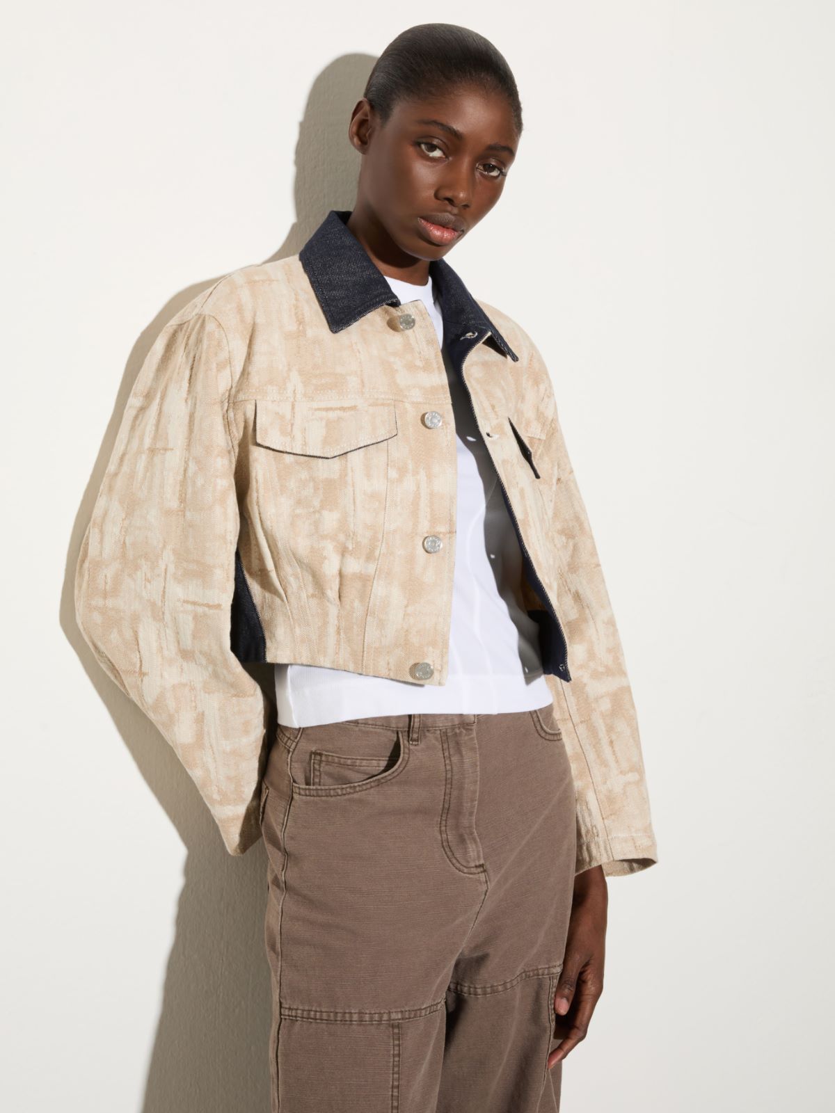 Jacquard fabric jacket, blue jeans | MAX&Co. Jacquard fabric jacket - BLUE JEANS - MAX&Co.