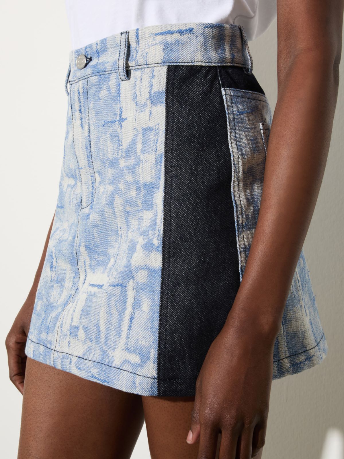 Jacquard fabric mini skirt - BLUE JEANS - MAX&Co. - 3