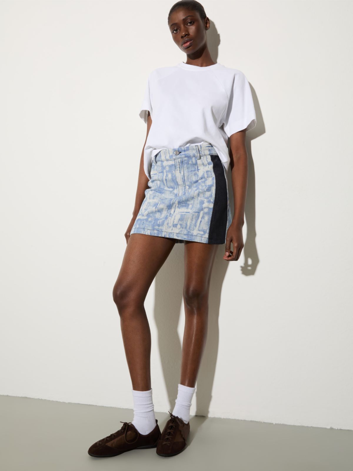 Jacquard fabric mini skirt - BLUE JEANS - MAX&Co.