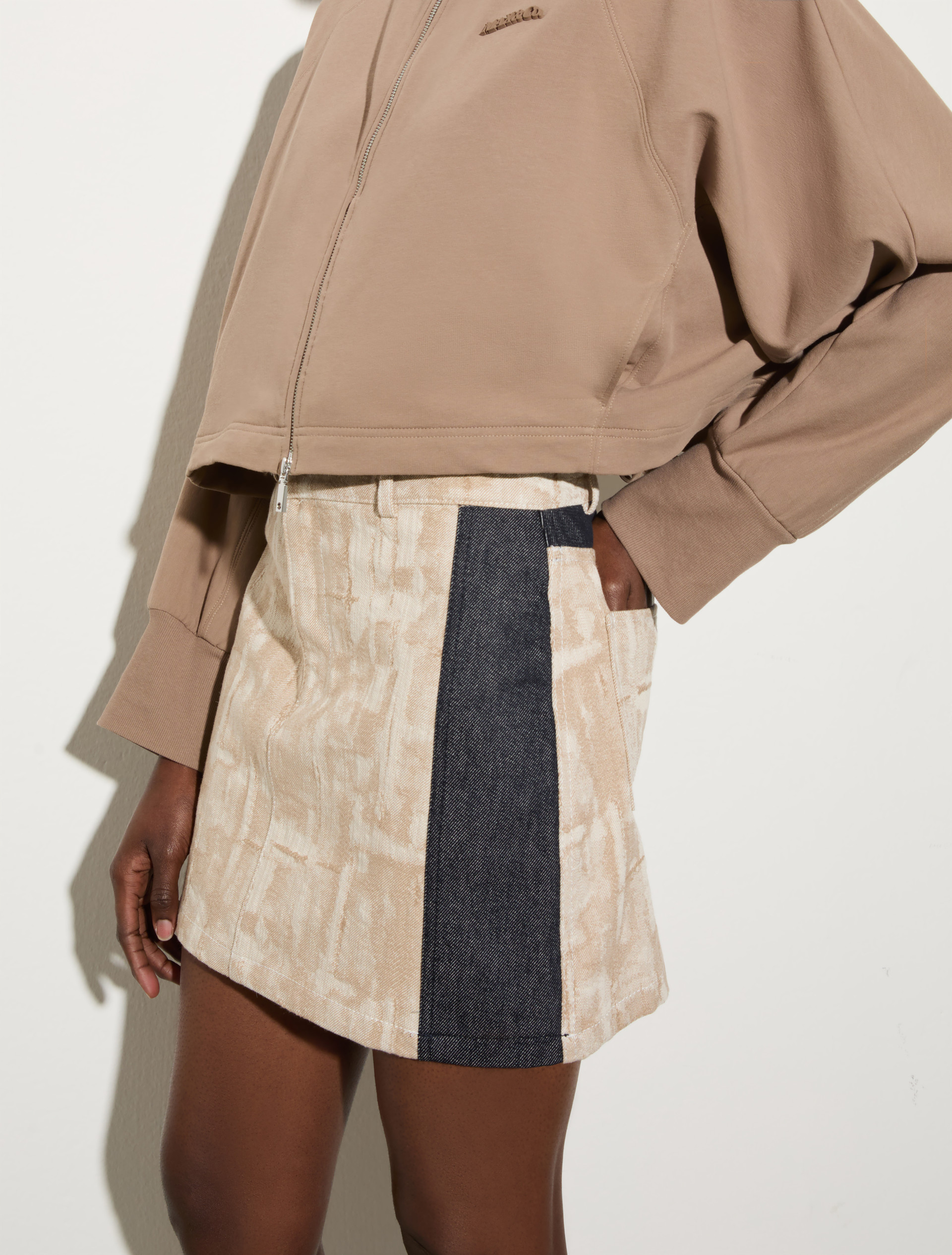 Jacquard fabric mini skirt - BEIGE - MAX&Co. - 3