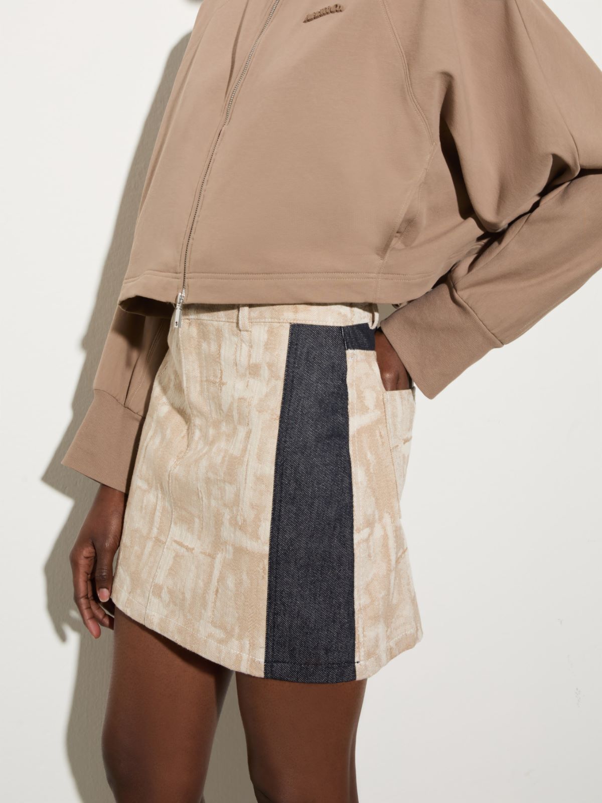 Jacquard fabric mini skirt - BEIGE - MAX&Co. - 3
