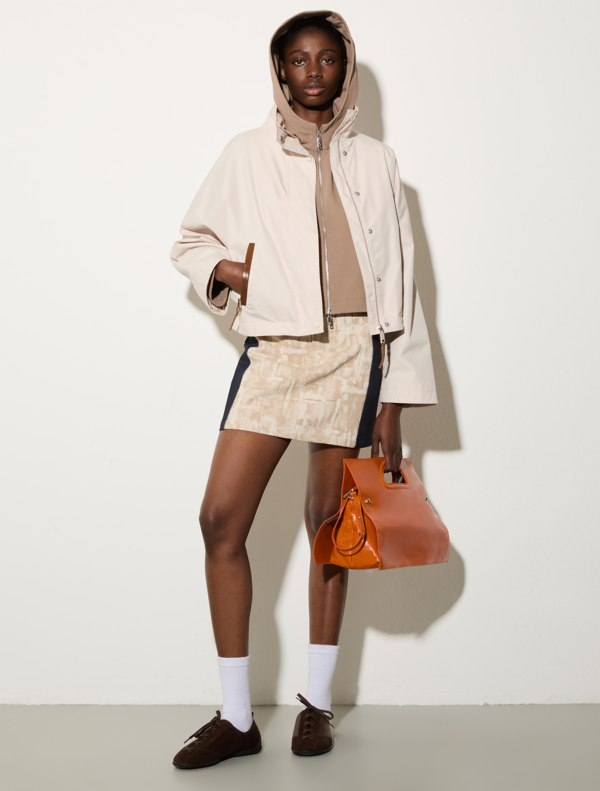 Jacquard fabric mini skirt - BEIGE - MAX&Co. - 4