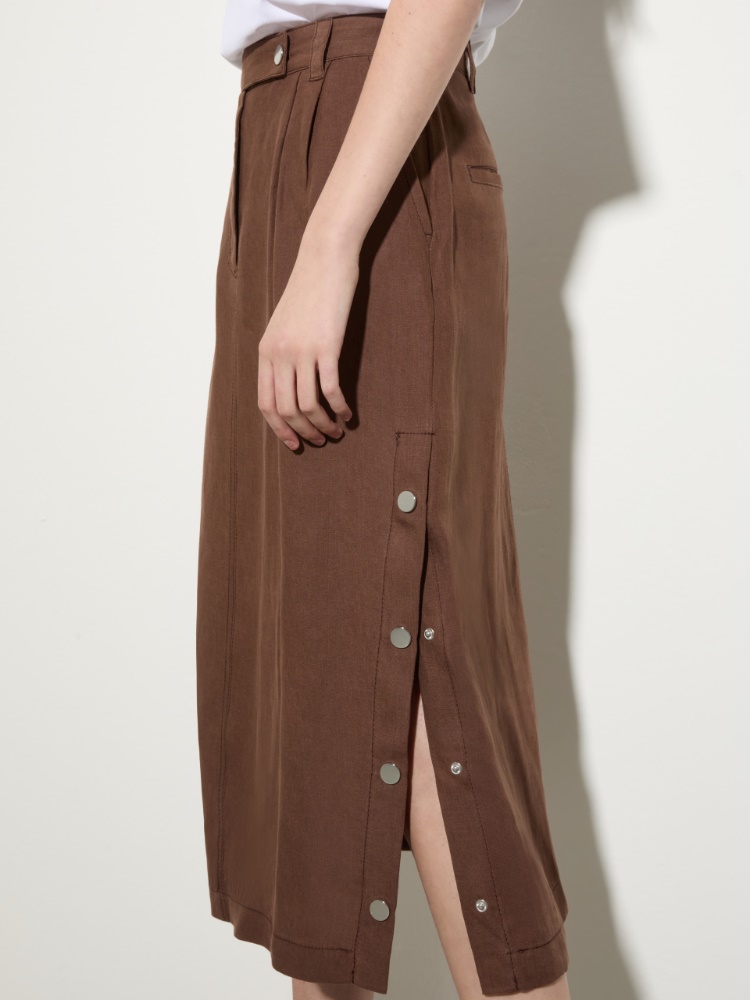 Pure linen midi skirt - COFFEE - MAX&Co.