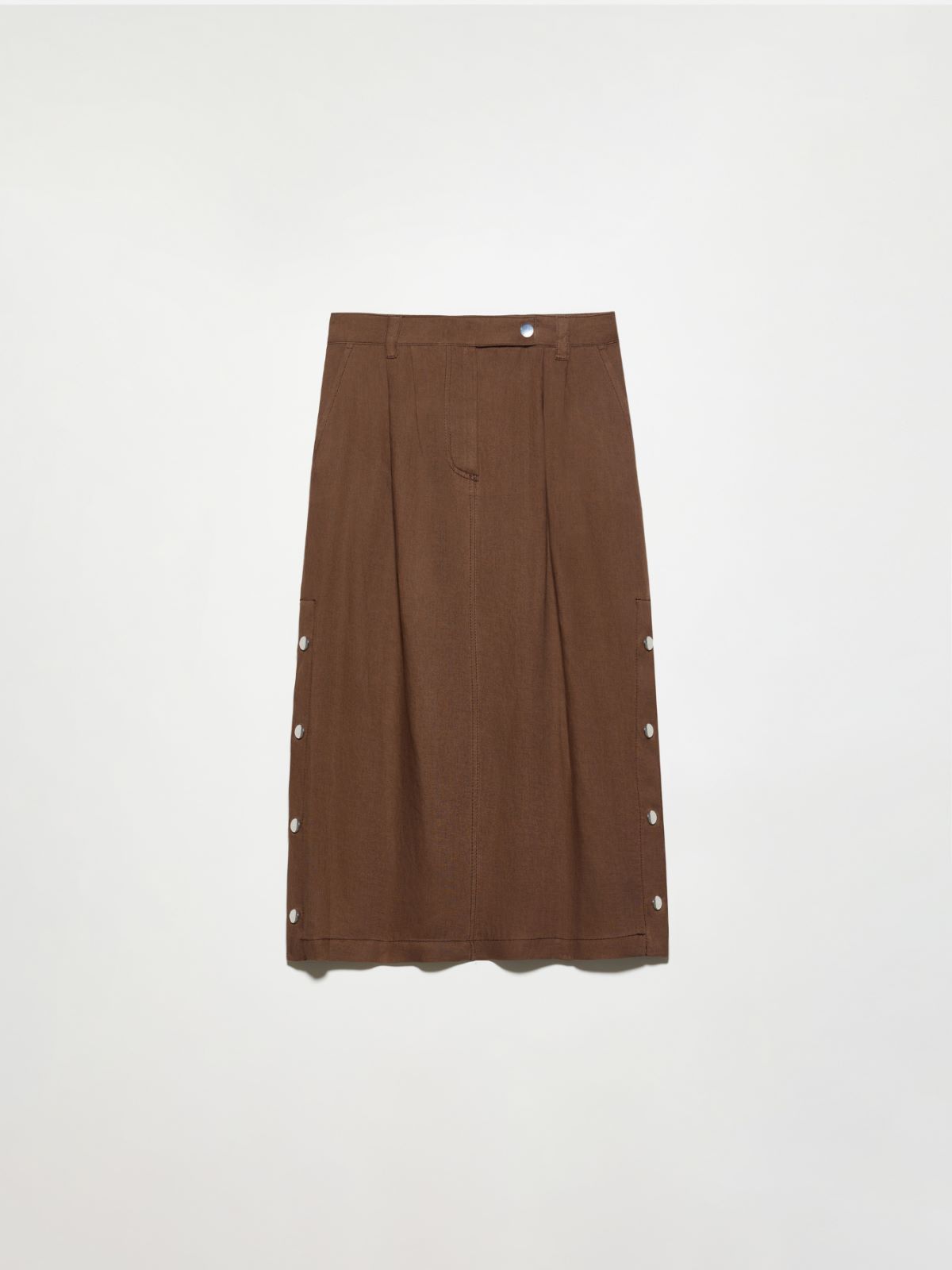 Pure linen midi skirt - COFFEE - MAX&Co.
