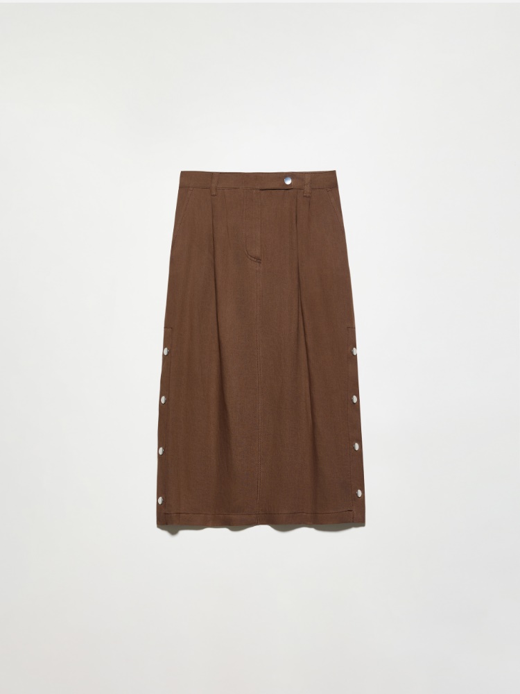 Pure linen midi skirt - COFFEE - MAX&Co.
