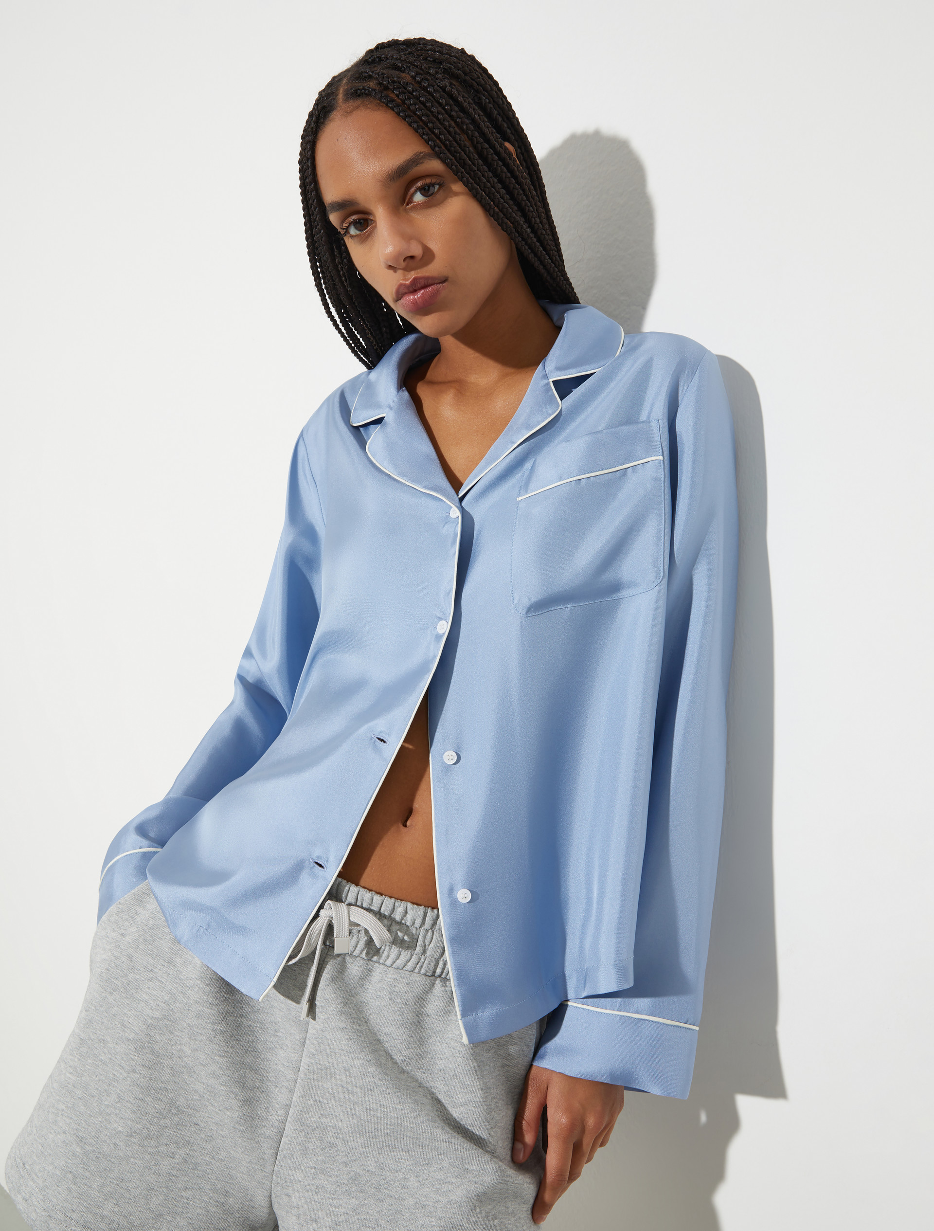 P. Terzini &Co.llaboration silk shirt - LIGHT BLUE - MAX&Co.