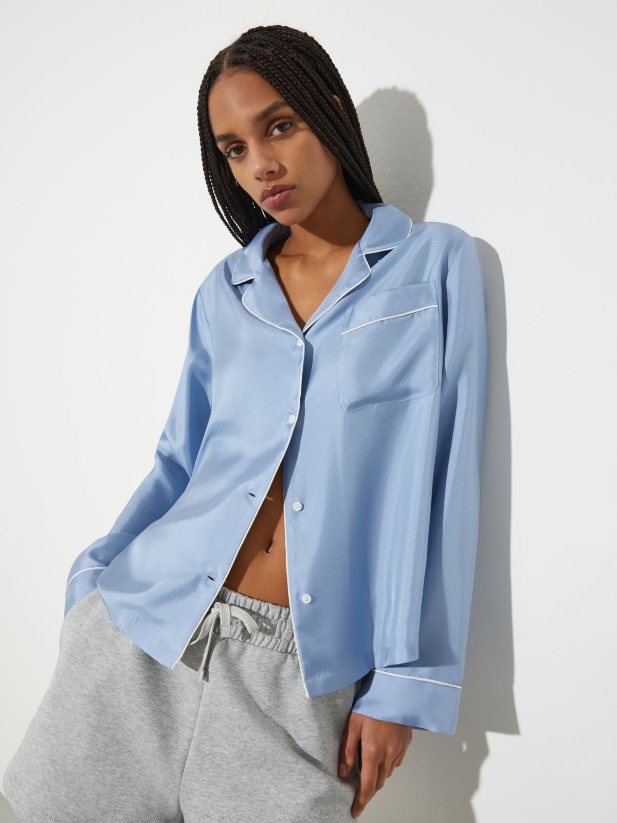 P. Terzini &Co.llaboration silk shirt - LIGHT BLUE - MAX&Co.