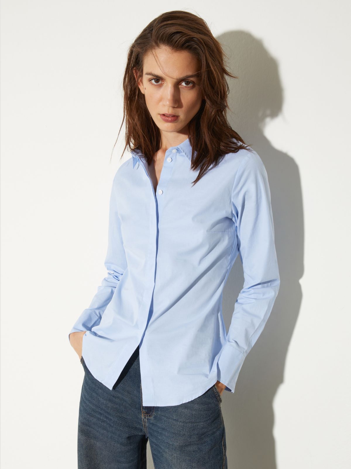 Slim poplin shirt - LIGHT BLUE - MAX&Co.