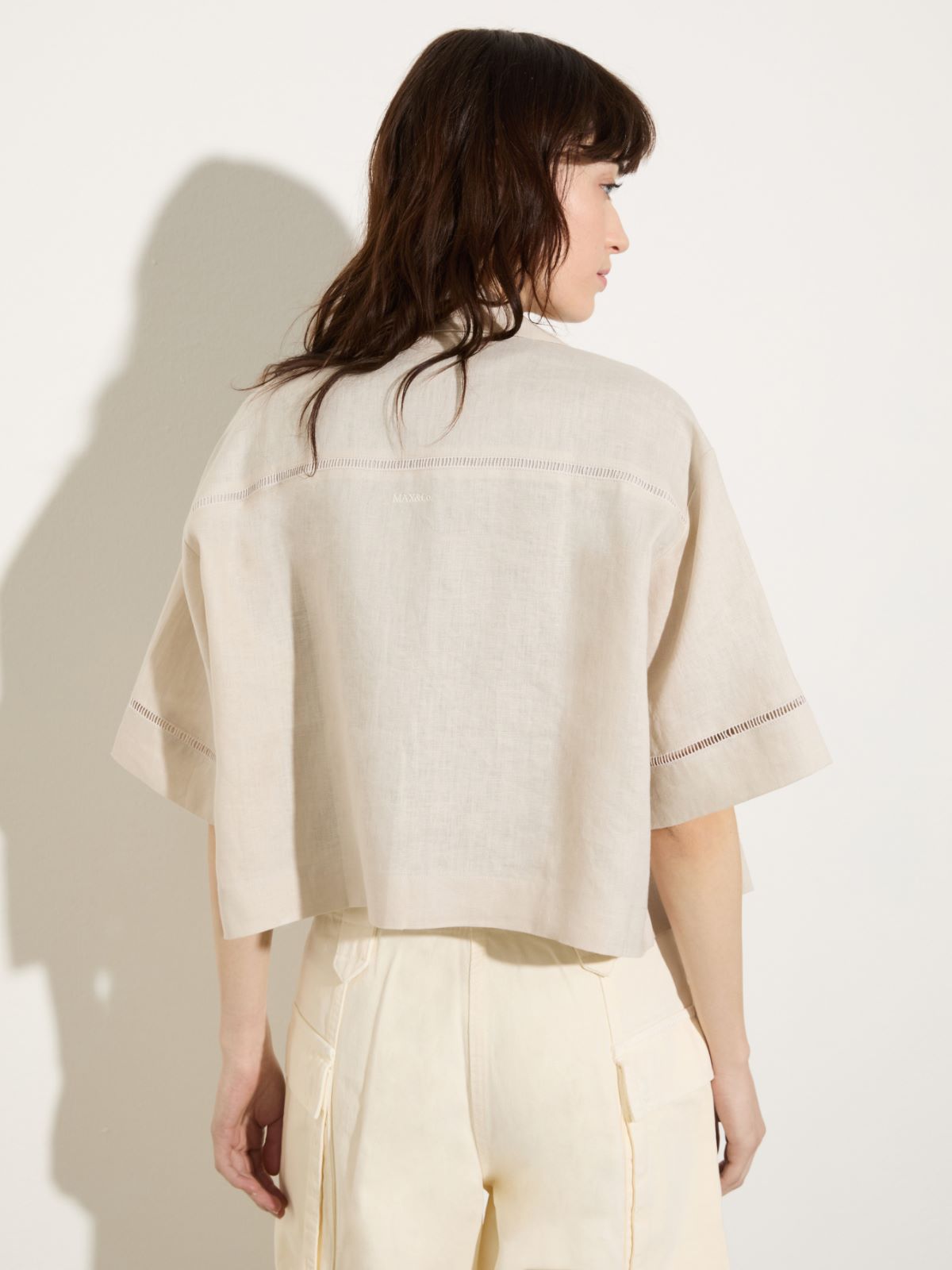 Boxy-Hemdbluse aus Leinen mit Stickereien - NATUR - MAX&Co. - 2