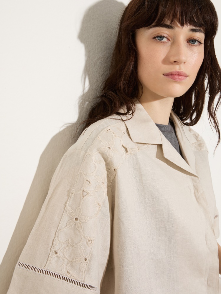 Embroidered linen boxy shirt - MAX&Co. - 3