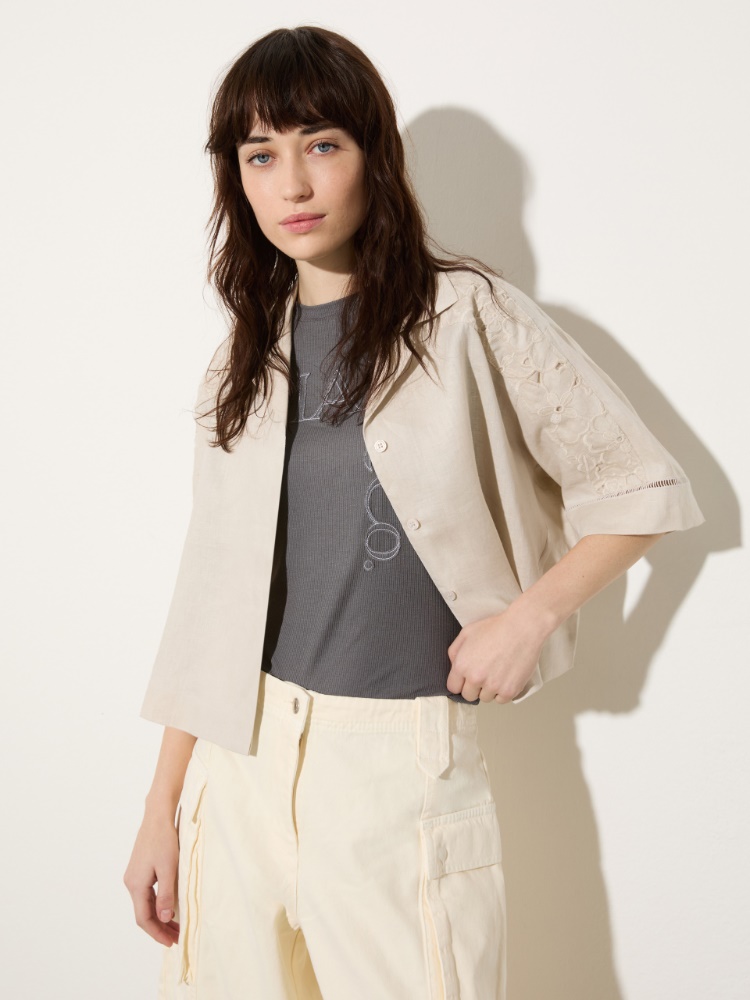 Embroidered linen boxy shirt - MAX&Co.