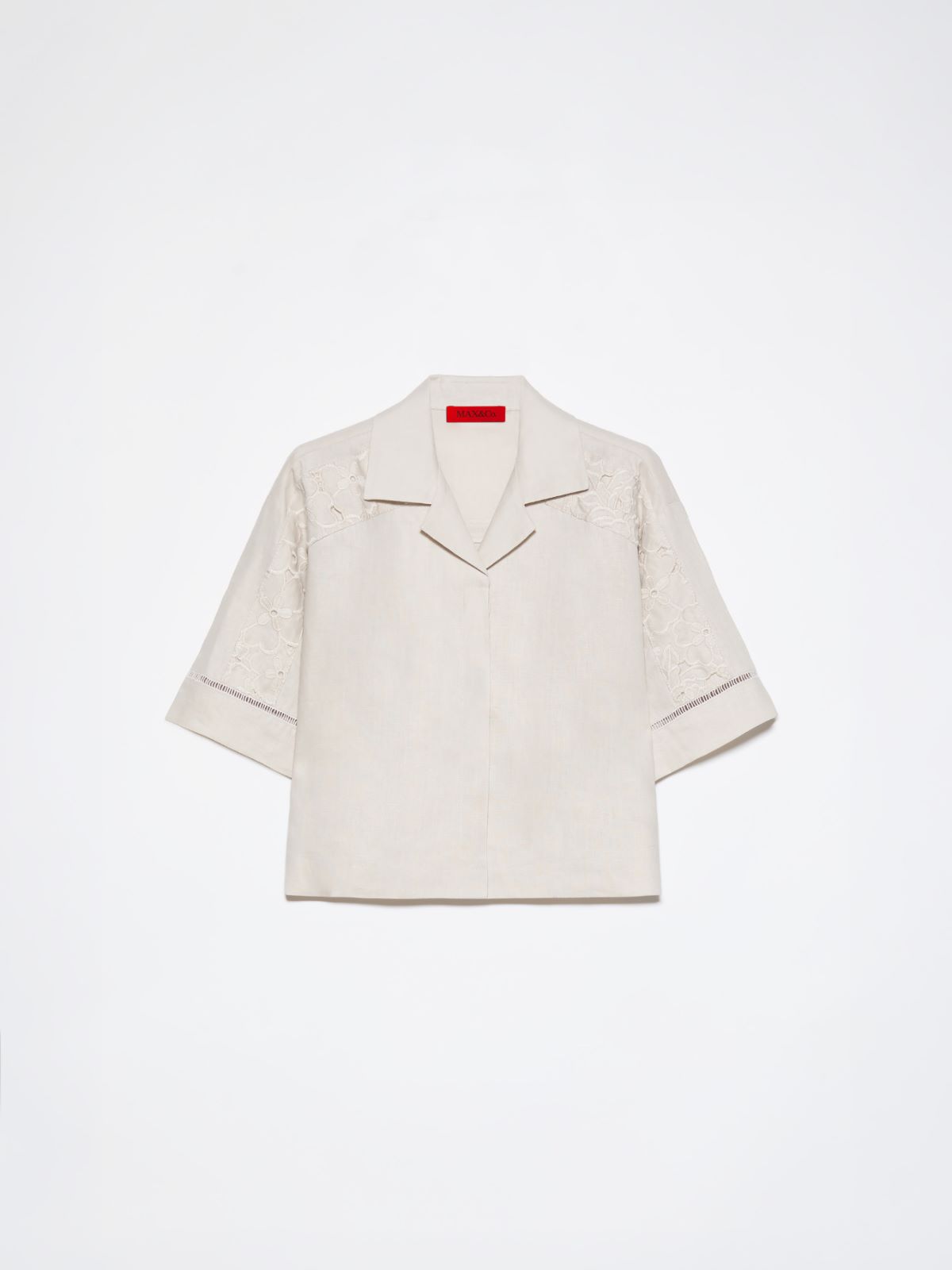 Boxy-Hemdbluse aus Leinen mit Stickereien - NATUR - MAX&Co. - 5