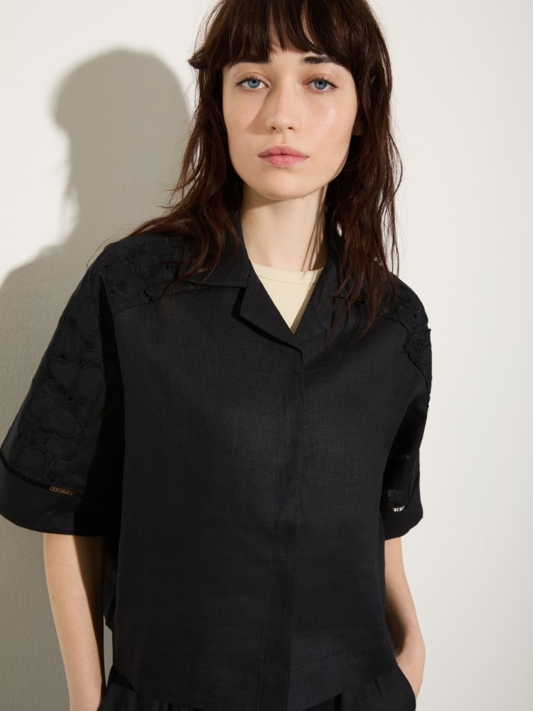 Embroidered linen boxy shirt - MAX&Co. - 3