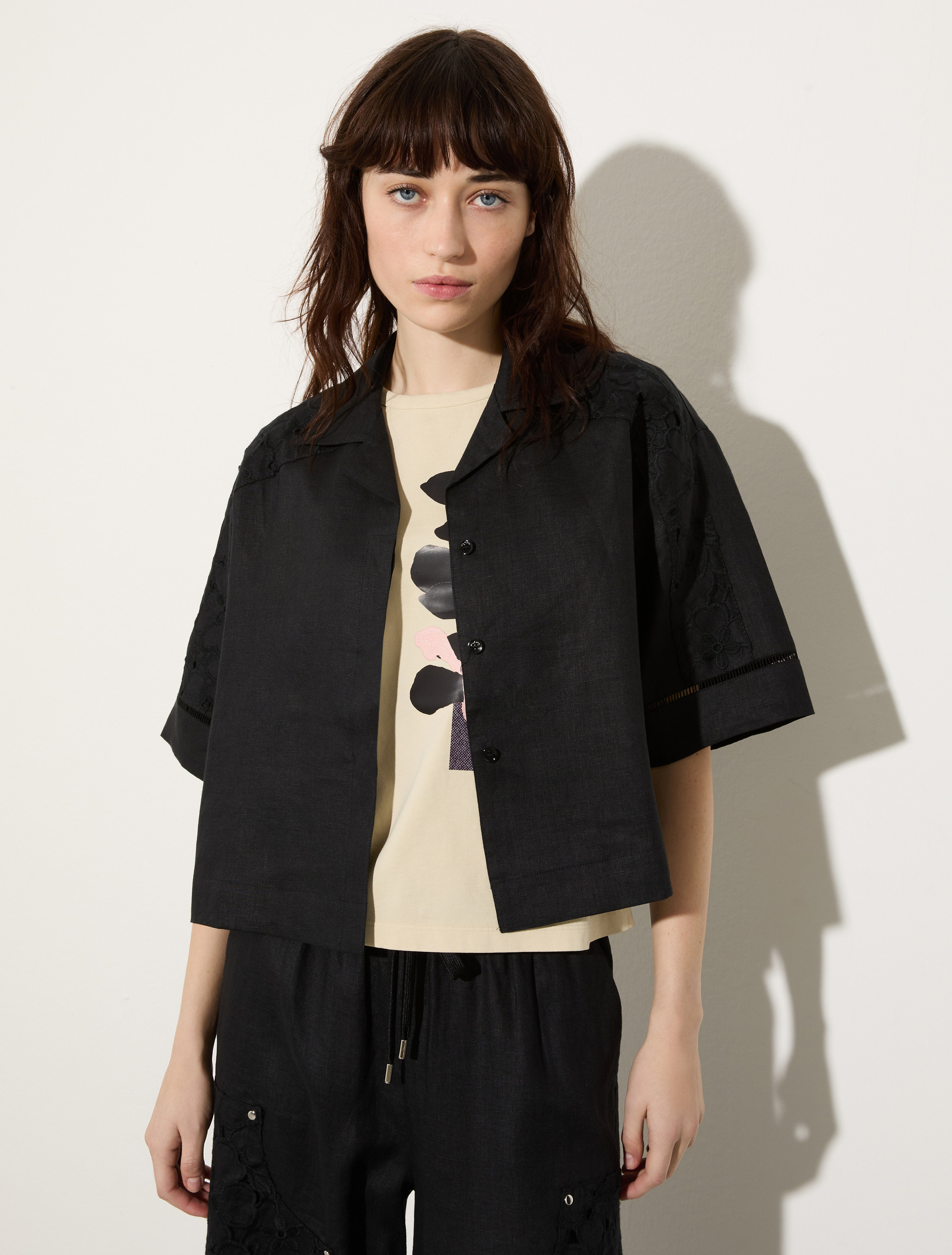 Embroidered linen boxy shirt - MAX&Co.