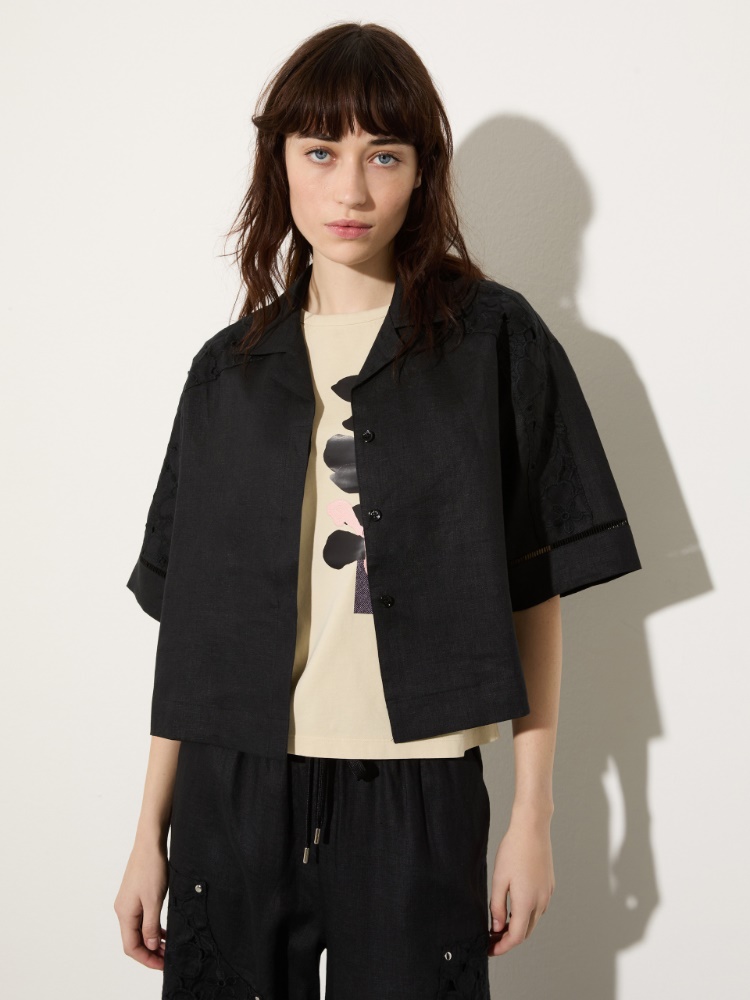 Embroidered linen boxy shirt - MAX&Co.