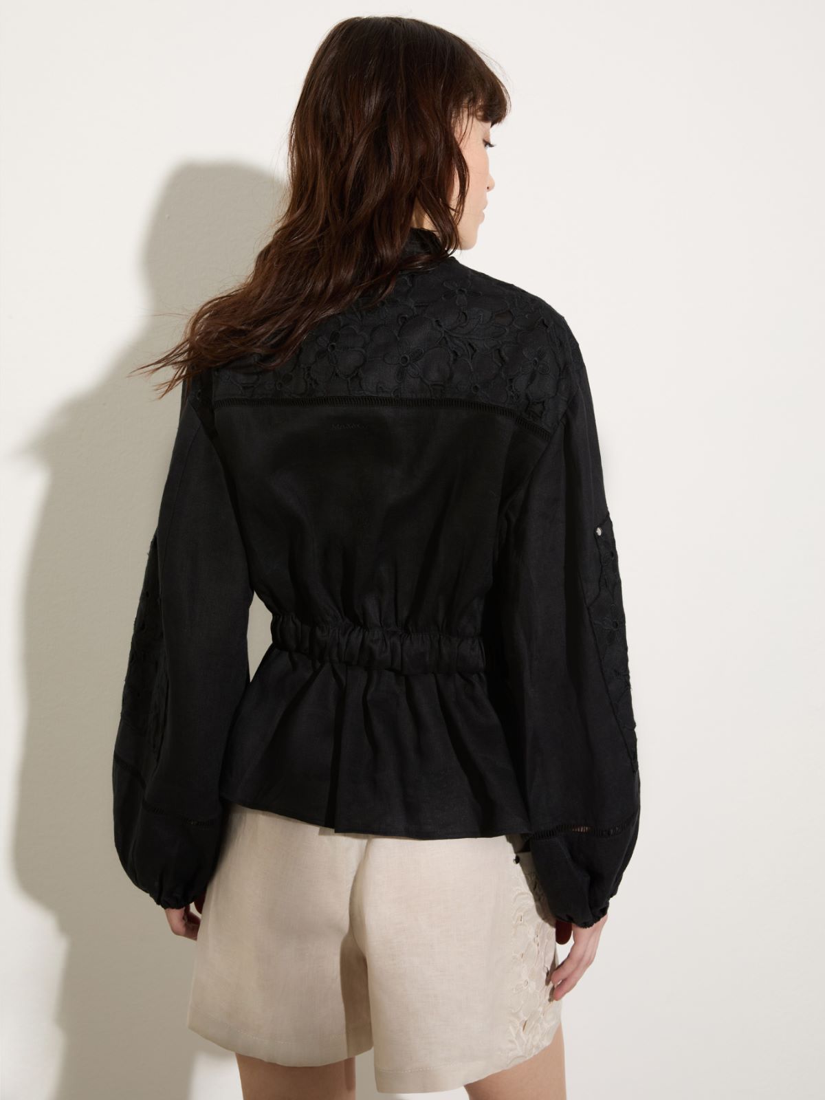 Embroidered linen shirt - BLACK - MAX&Co.