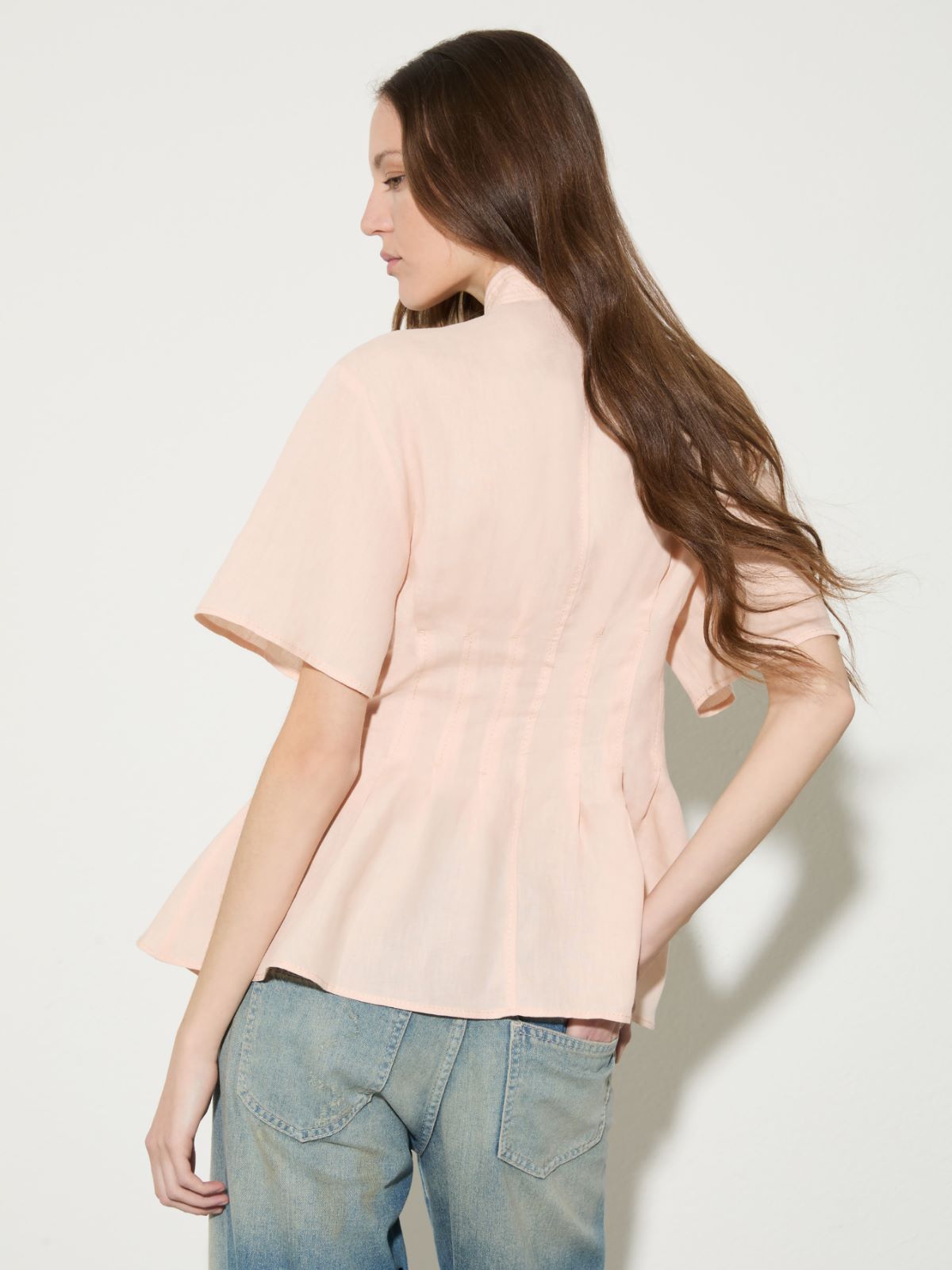 Slim-fit pure linen shirt - POWDER - MAX&Co.