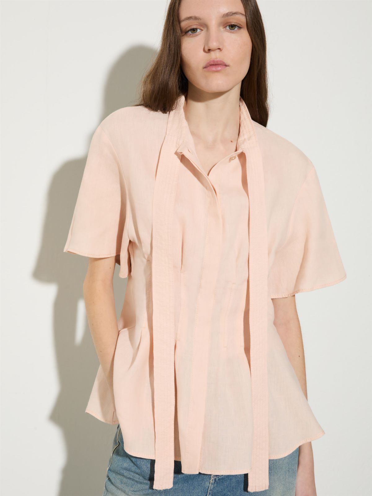 Slim-fit pure linen shirt - POWDER - MAX&Co. - 4
