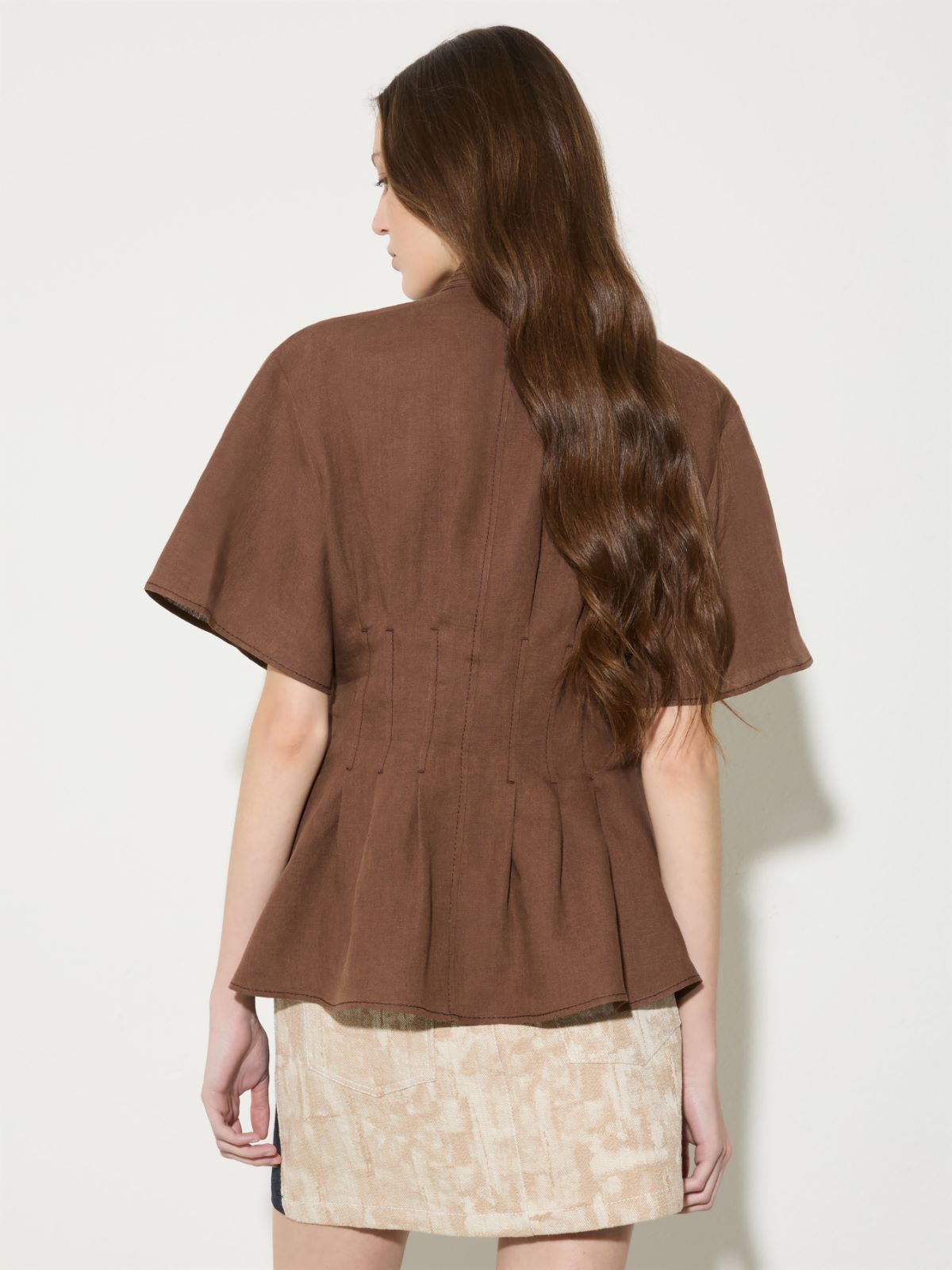 Slim-fit pure linen shirt - COFFEE - MAX&Co.