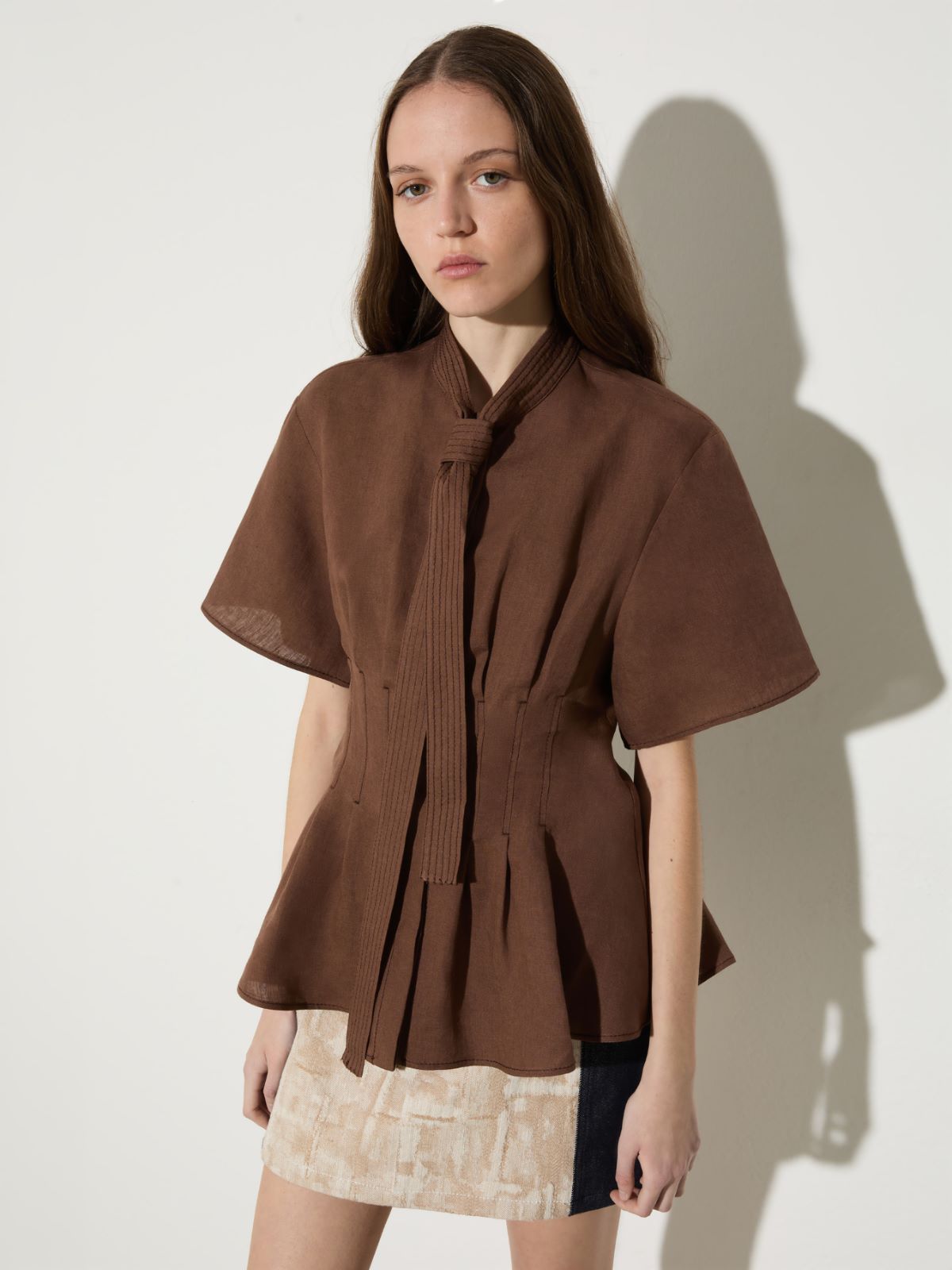 Slim-fit pure linen shirt - COFFEE - MAX&Co.