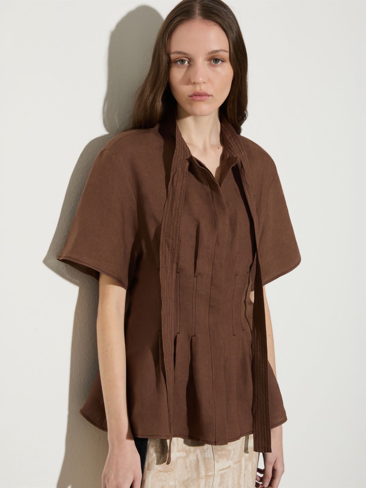 Slim-fit pure linen shirt - COFFEE - MAX&Co. - 4