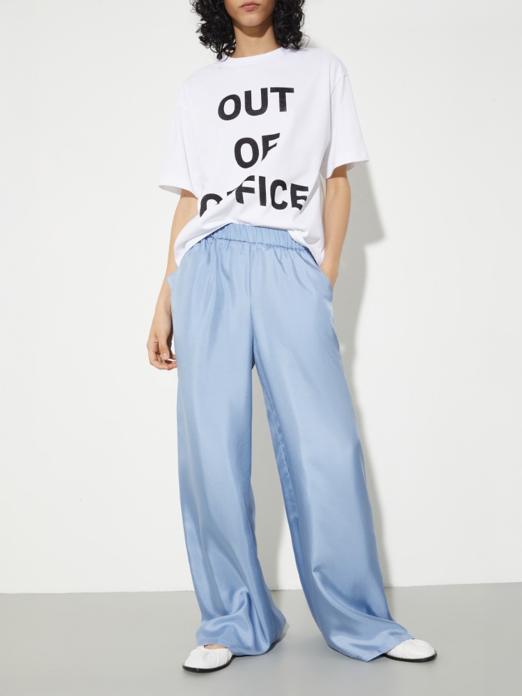P. Terzini &Co.llaboration silk trousers - LIGHT BLUE - MAX&Co.