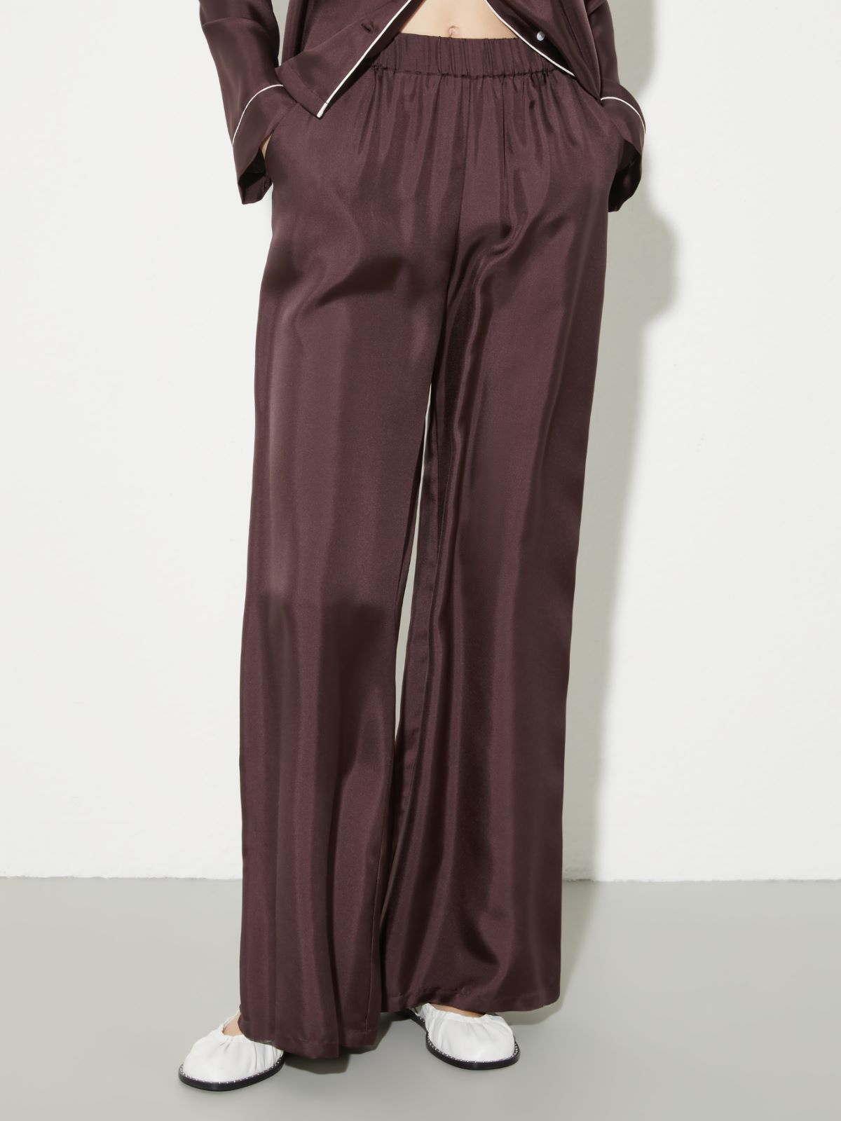 P. Terzini &Co.llaboration silk trousers - AUBERGINE - MAX&Co.