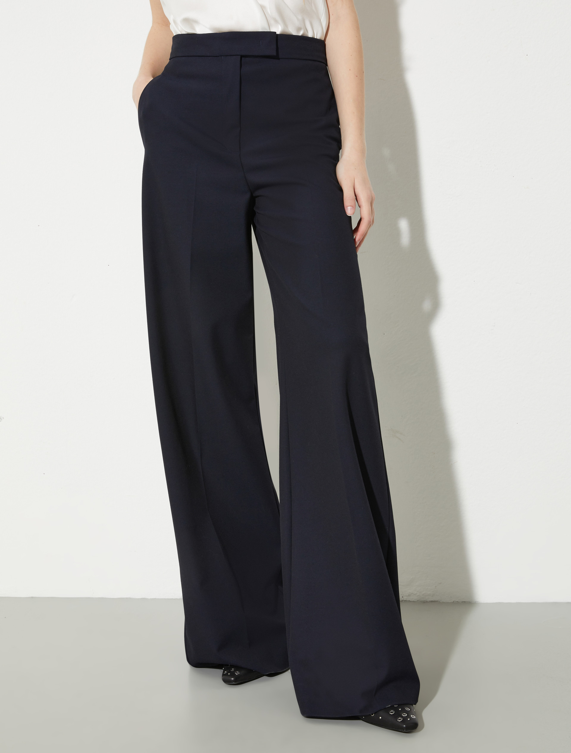 Wide tailored trousers - NAVY - MAX&Co.