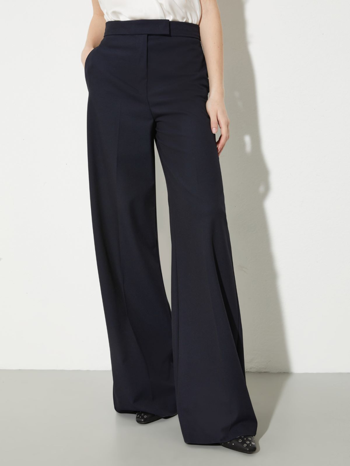 Wide tailored trousers - NAVY - MAX&Co.