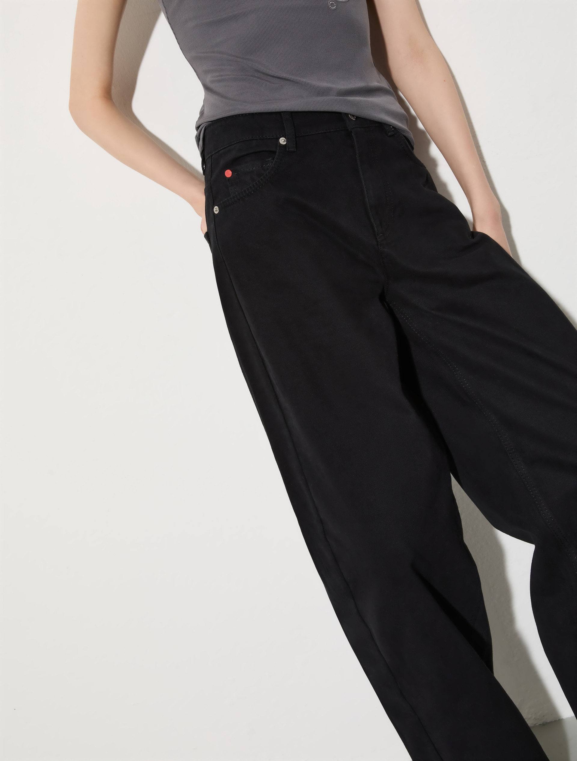 Barrel leg drill trousers - BLACK - MAX&Co. - 3