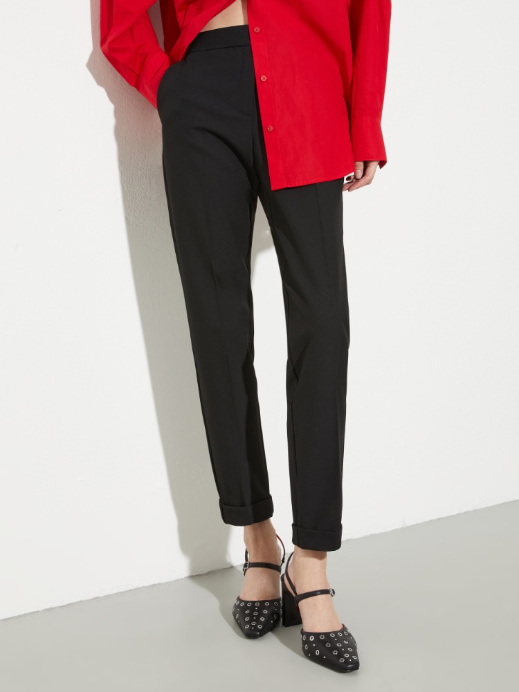 Slim trousers with turn-ups - BLACK - MAX&Co.