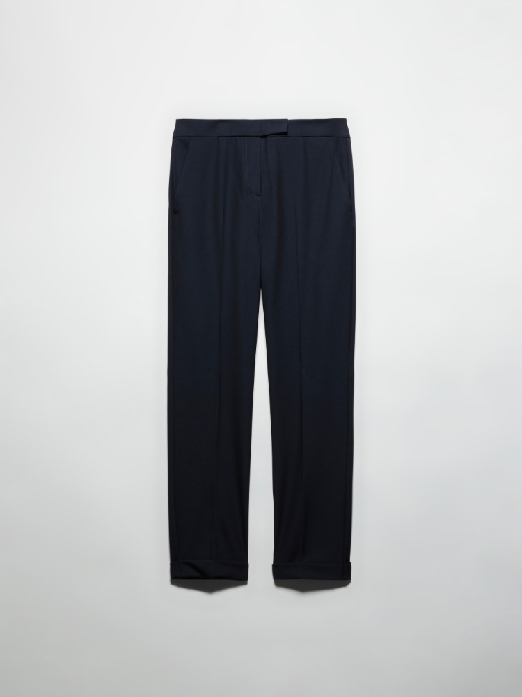 Slim trousers with turn-ups - NAVY - MAX&Co.