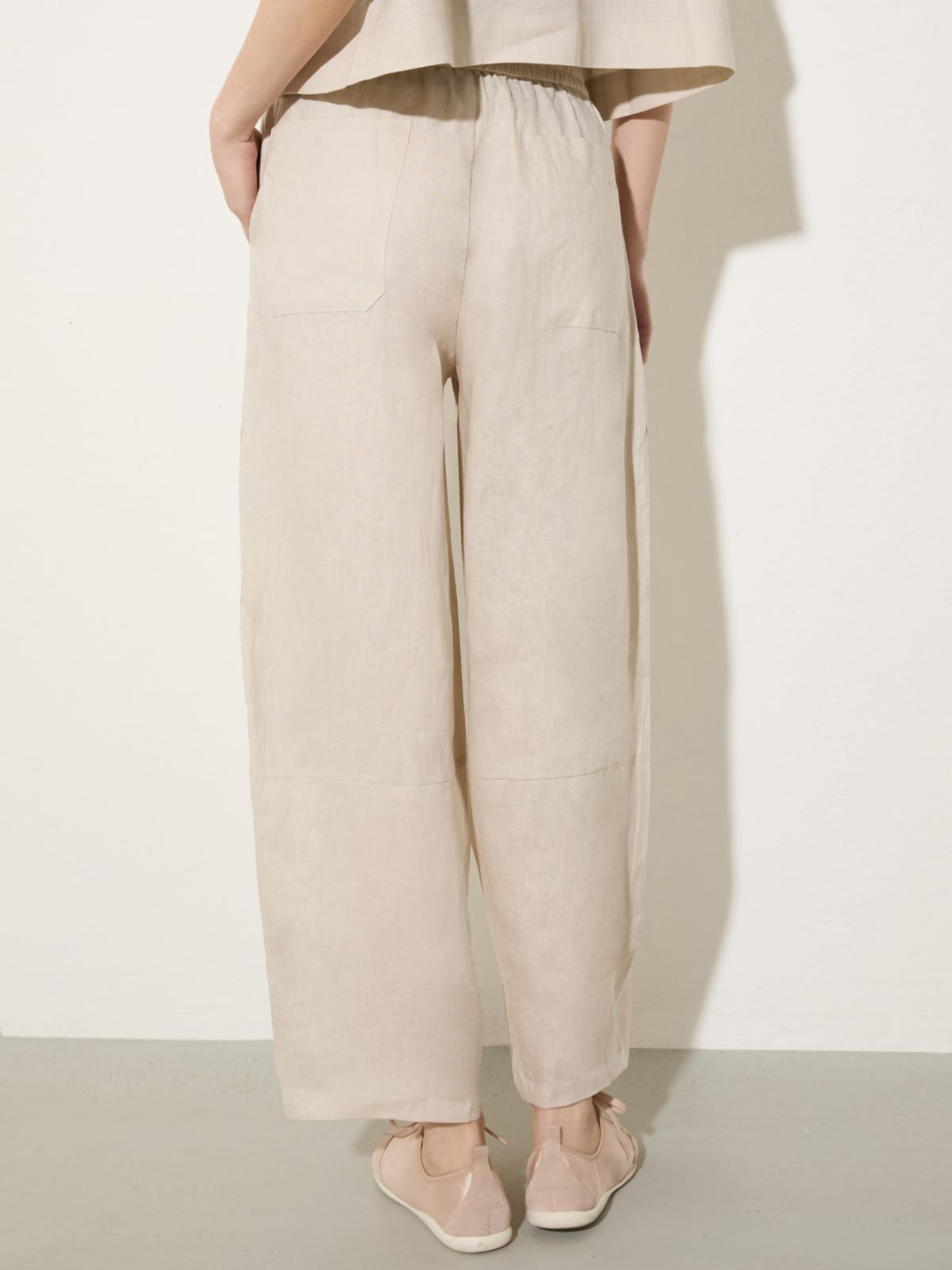 Embroidered linen trousers - OFF-WHITE - MAX&Co.