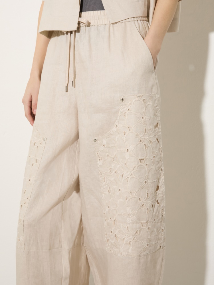 Embroidered linen trousers - MAX&Co. - 3