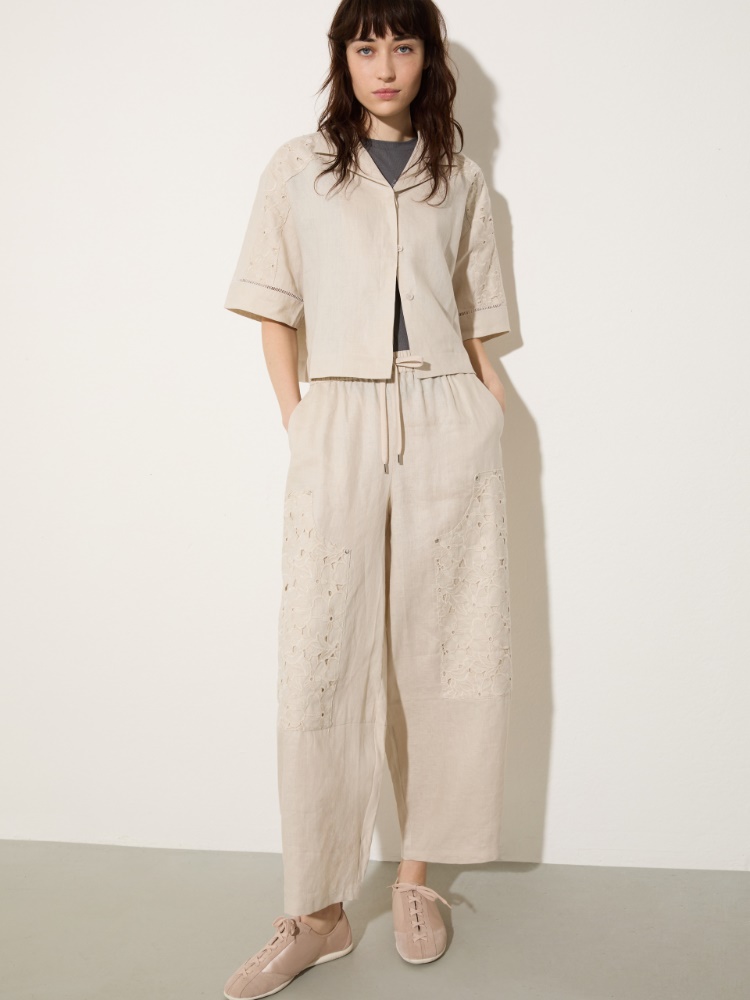 Embroidered linen trousers - MAX&Co.