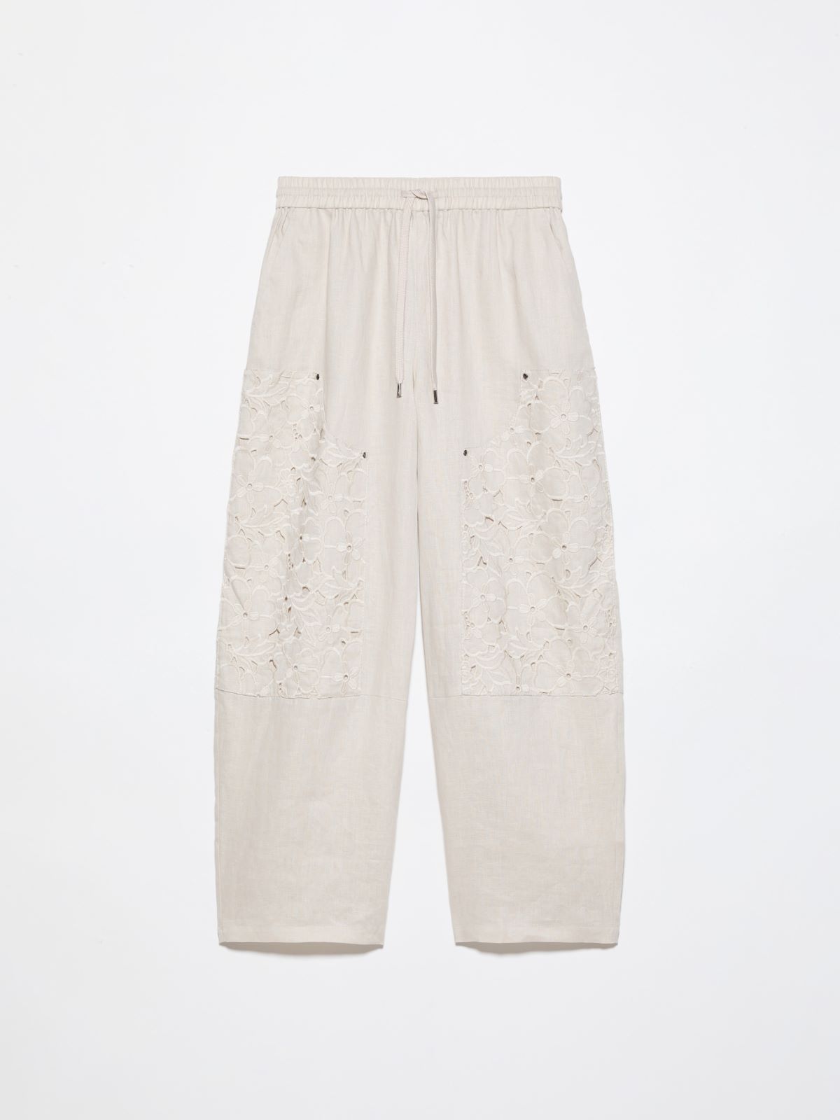 Embroidered linen trousers - OFF-WHITE - MAX&Co.