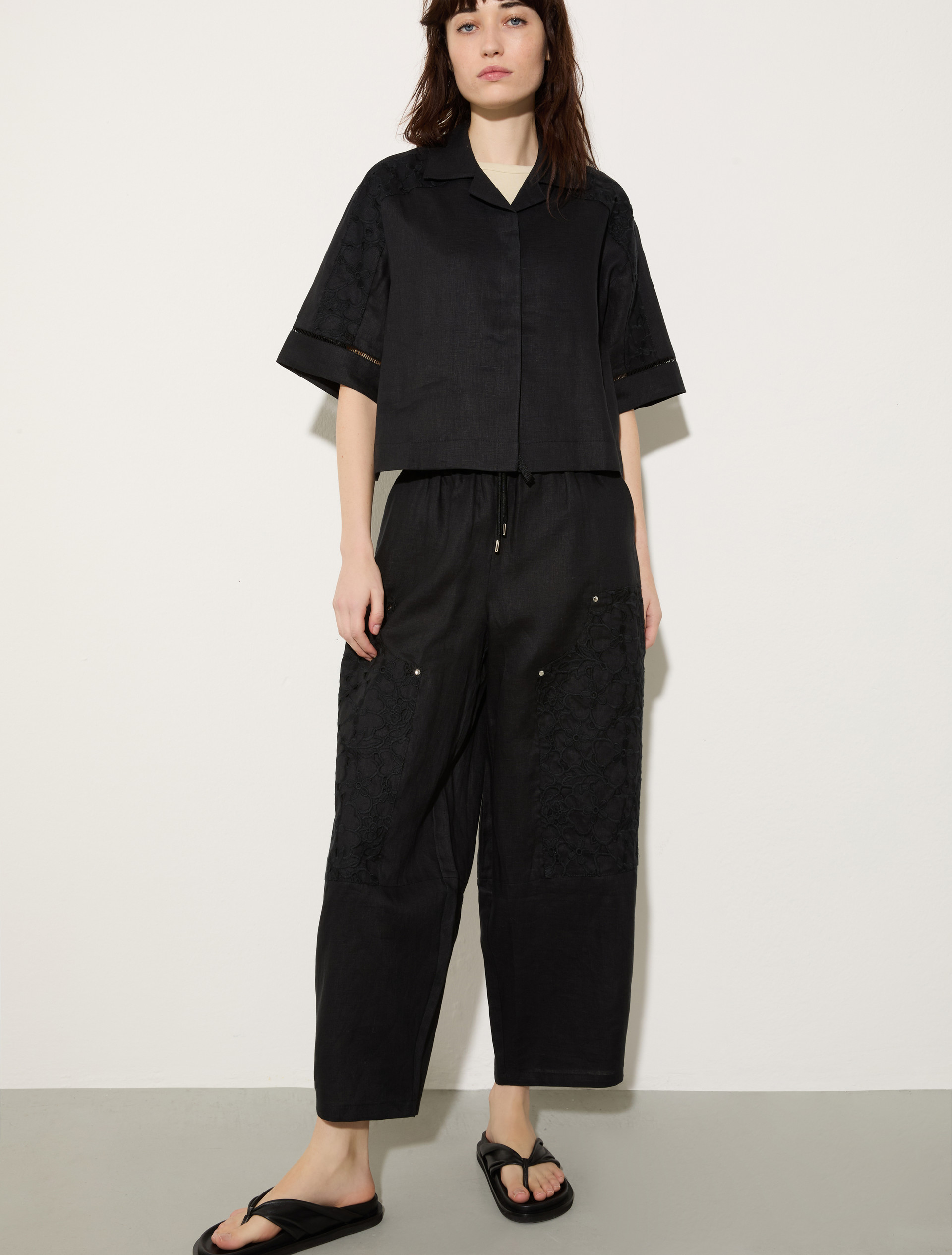 Embroidered linen trousers - MAX&Co.