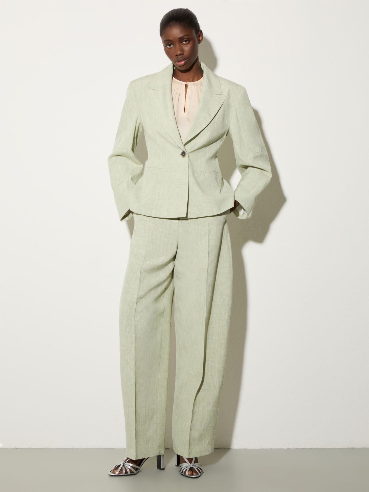 Linen blend trousers - GREEN - MAX&Co. - 4