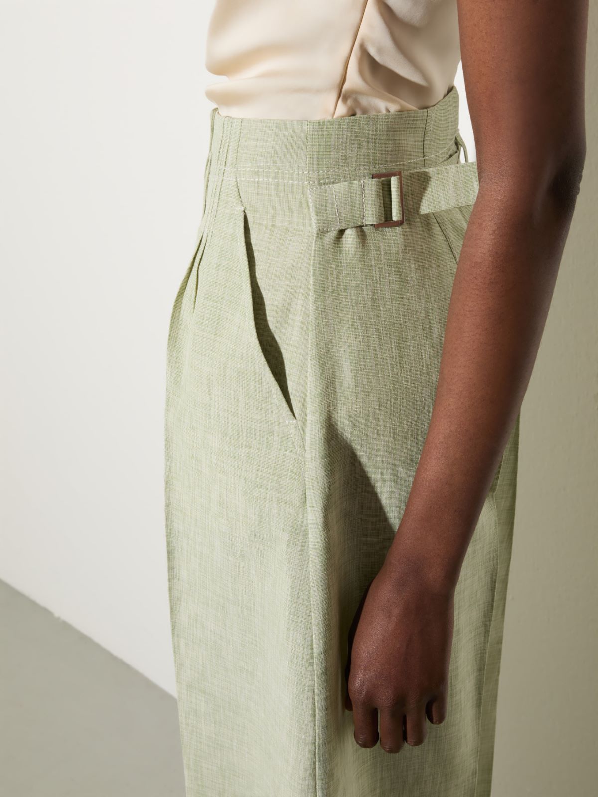 Linen blend trousers - GREEN - MAX&Co. - 6