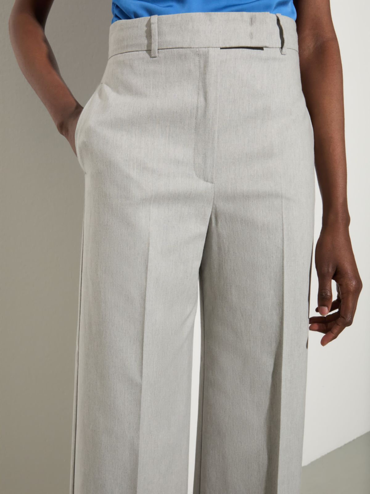 Pantalón recto de gabardina - GRIS MELANGE - MAX&Co. - 3