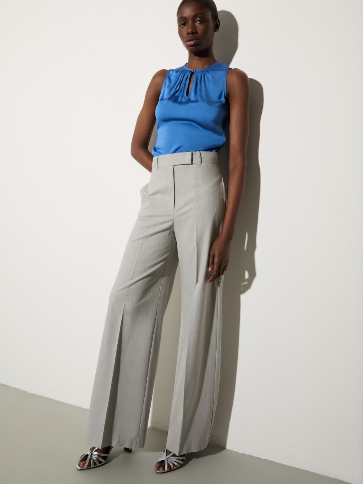 Pantalón recto de gabardina - GRIS MELANGE - MAX&Co.