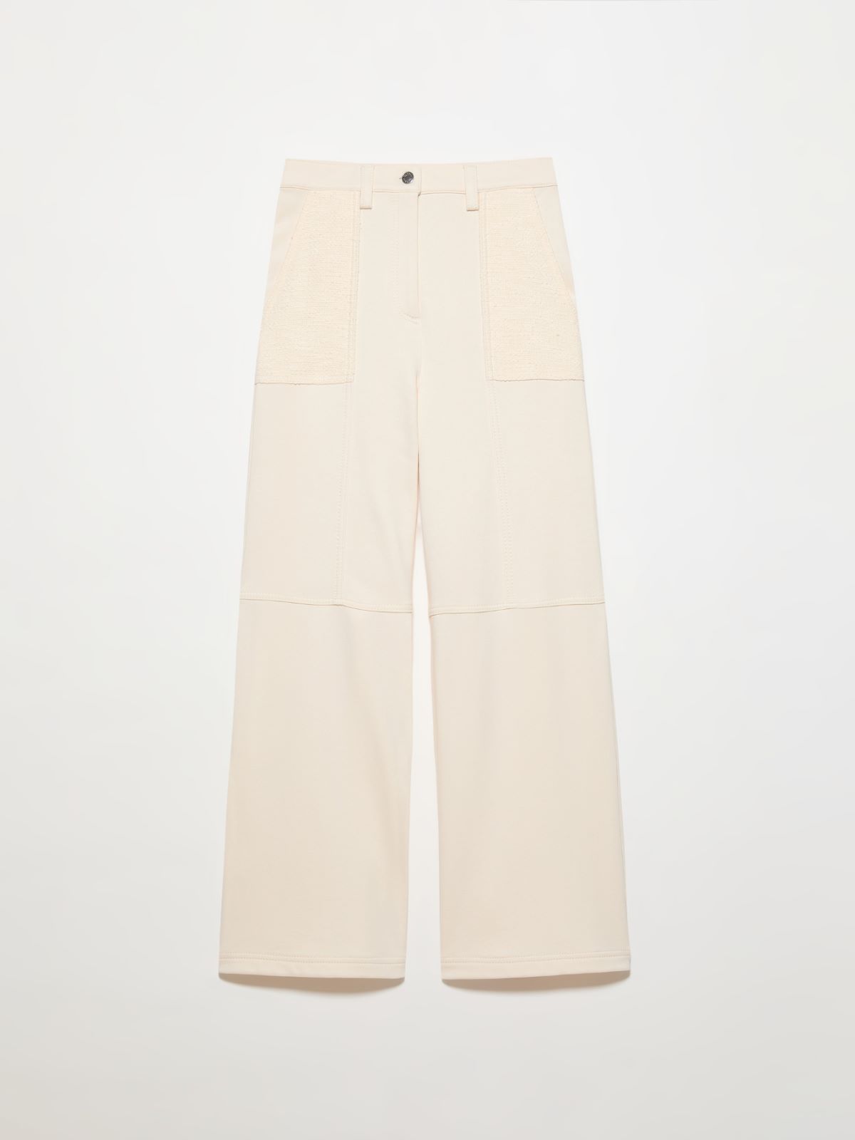 Fleece and basketweave trousers - MILK - MAX&Co.