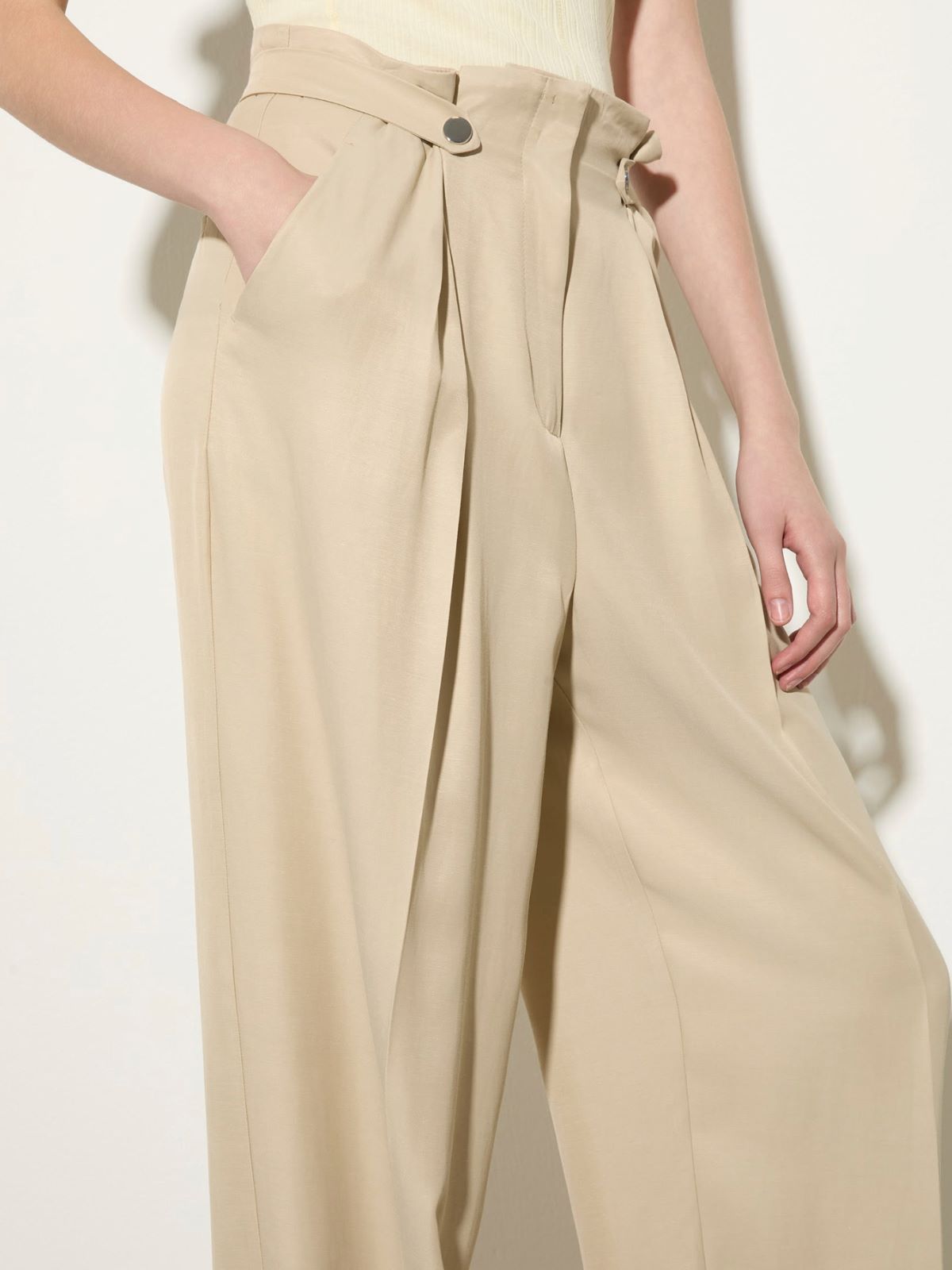 Flowing paperbag trousers - BEIGE - MAX&Co.