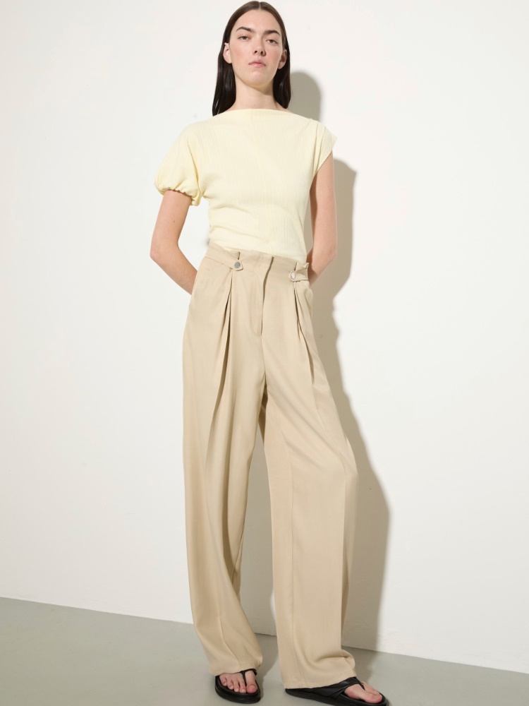 Flowing paperbag trousers - BEIGE - MAX&Co.