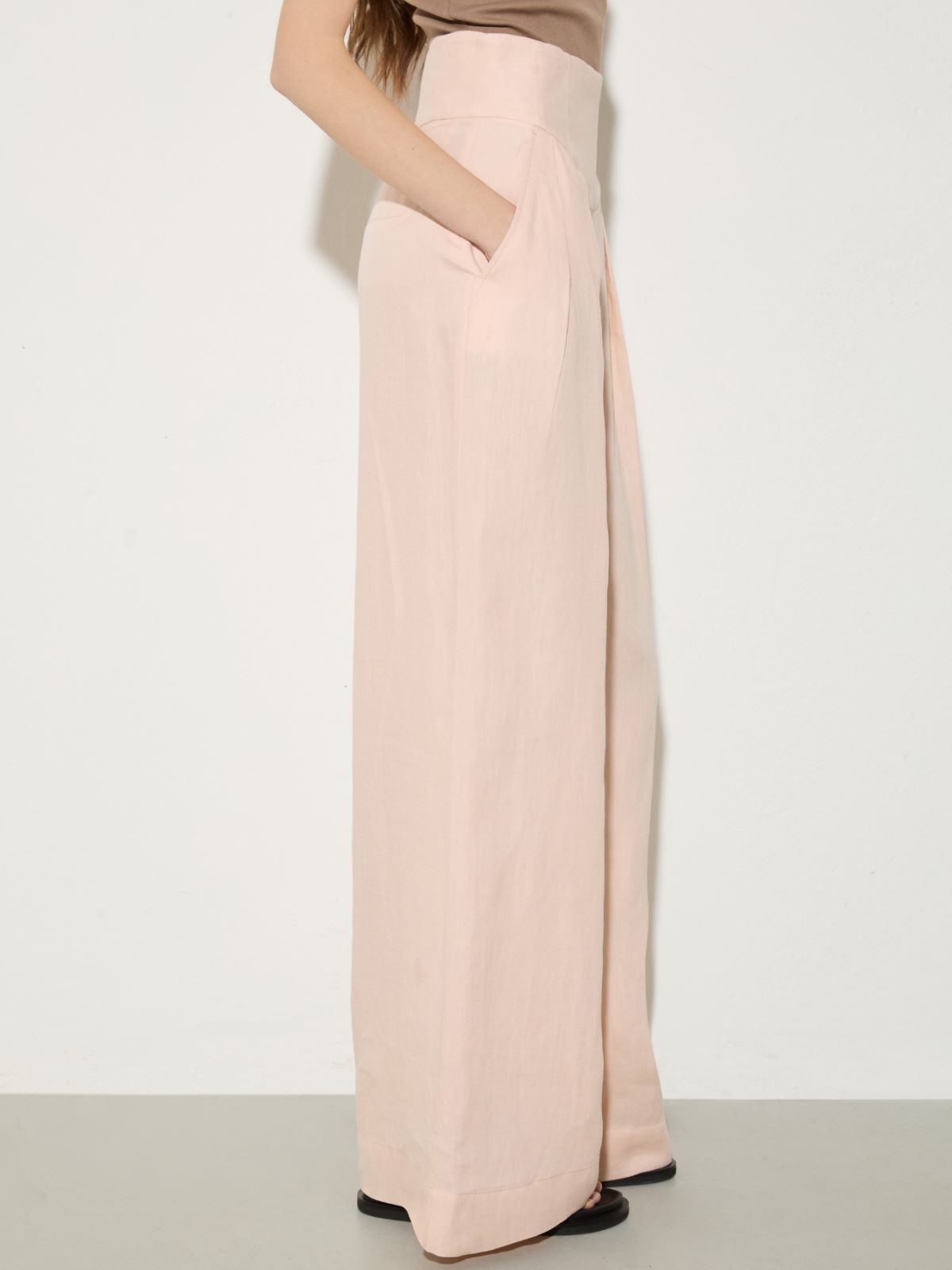 Wide-fit pure linen trousers - POWDER - MAX&Co. - 4