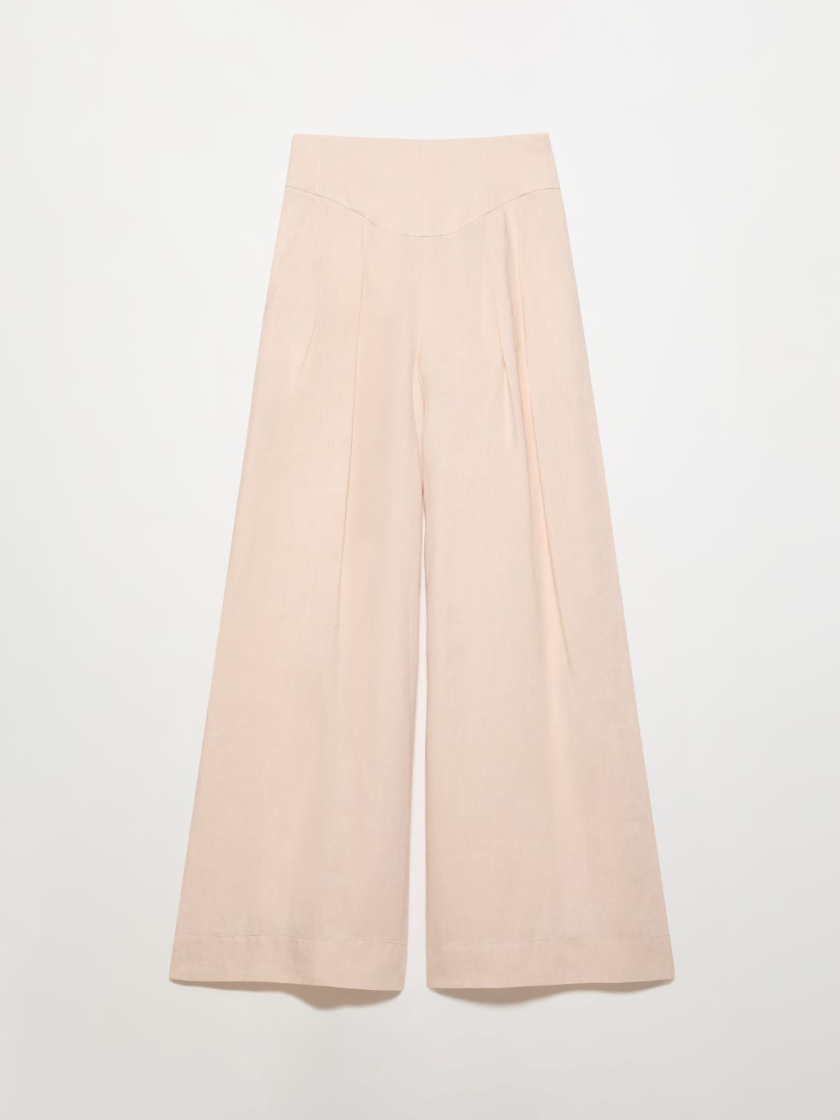 Wide-fit pure linen trousers - POWDER - MAX&Co.