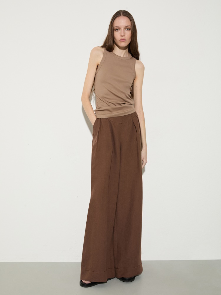 Wide-fit pure linen trousers - MAX&Co.