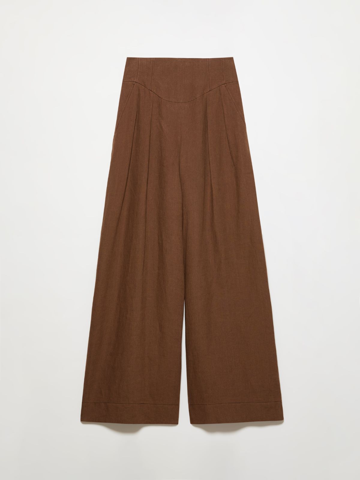Wide-fit pure linen trousers - COFFEE - MAX&Co.
